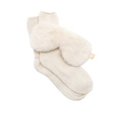 Load image into Gallery viewer, Cream Faux Fur Eye Mask &amp; Socks Giftset
