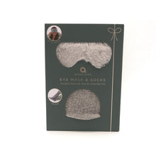 Load image into Gallery viewer, Faux Fur Grey Eye Mask &amp; Socks Giftset
