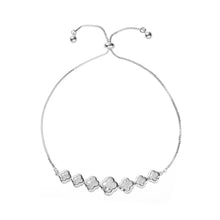 Load image into Gallery viewer, B1673 RHODIUM PLATED ADJUSTABLE BRACELET WITH CUBIC ZIRCONIA STONES
