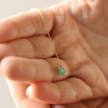 Load image into Gallery viewer, Semi-Precious Chrysoprase Stone Teardrop Pendant Necklace in Gold
