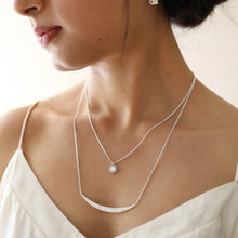Load image into Gallery viewer, Sun and Horn Layered Necklace in Silver
