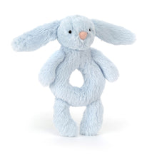Load image into Gallery viewer, Bashful Blue Bunny Ring Rattle
