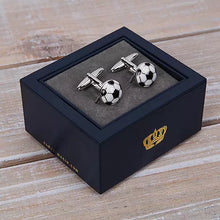Load image into Gallery viewer, Harvey Makin Rhodium Plated Cufflinks Footballs
