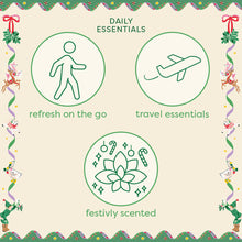 Load image into Gallery viewer, Cath Kidston Christmas Legends Daily Essentials (Hand Cream 30ml, Hydrate Scent Refresh Hand Spray 30ml, Body Mist 30ml &amp; Lip Ba
