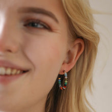 Load image into Gallery viewer, Small Colourful Beaded Hoop Earrings in Gold
