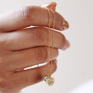 Heart and Moonstone Pendant Necklace Gold
