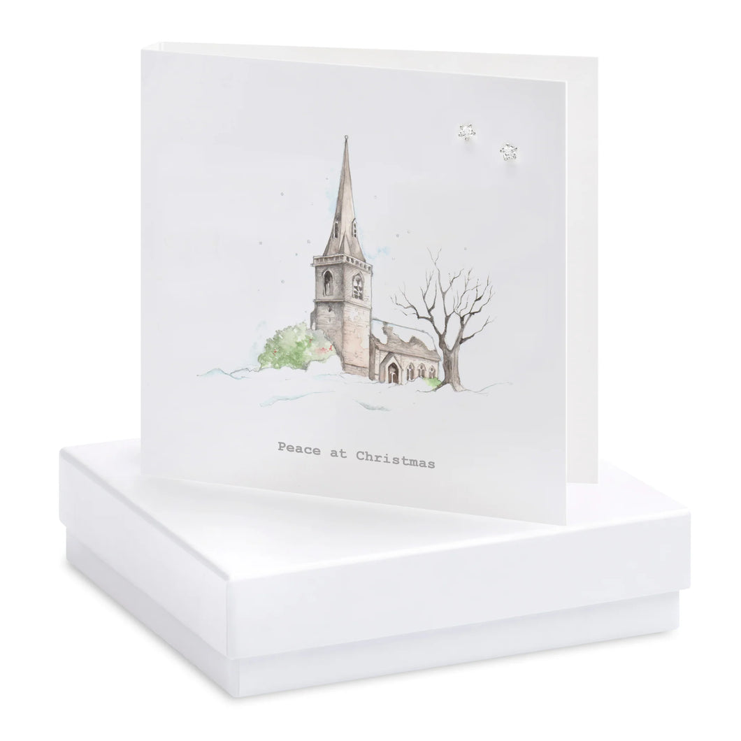 Boxed Christmas Church Earring Card