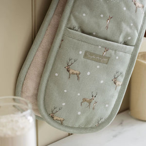 Double Oven Glove Christmas Stags