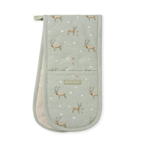Double Oven Glove Christmas Stags