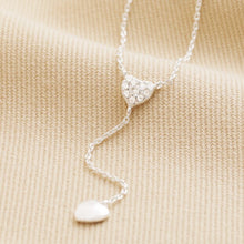 Load image into Gallery viewer, Sterling Silver Crystal Heart Lariat Necklace

