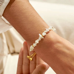 MAINFESTONES  WHITE JADE  Gold Plated  Bracelet