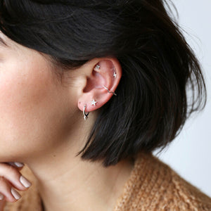 CZ Stone Moon and Star Silver Earrings