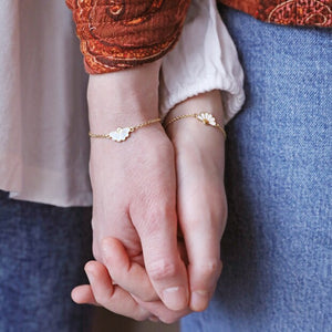 Mother & Child Set of 2 Flower Bracelets in Gold