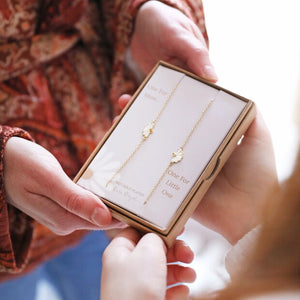 Mother & Child Set of 2 Flower Bracelets in Gold