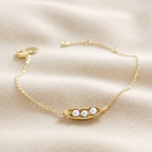 Load image into Gallery viewer, Pearl Peas in a Pod Bracelet in Gold (3 Peas)
