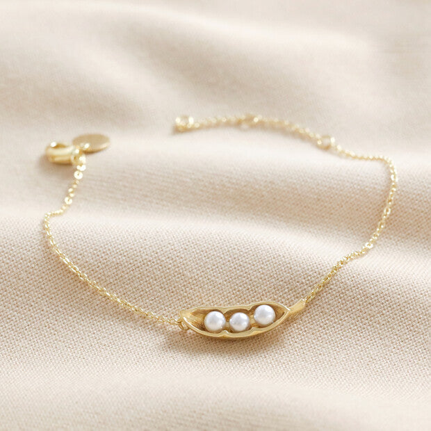 Pearl Peas in a Pod Bracelet in Gold (3 Peas)