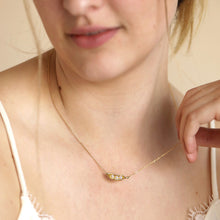 Load image into Gallery viewer, Pearl Peas in a Pod Necklace in Gold (3 Peas)
