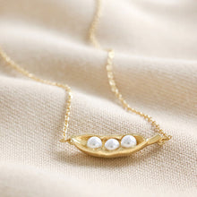 Load image into Gallery viewer, Pearl Peas in a Pod Necklace in Gold (3 Peas)
