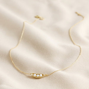 Pearl Peas in a Pod Necklace in Gold (3 Peas)