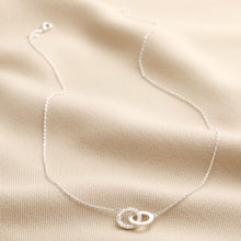 Load image into Gallery viewer, Interlocking Pearl &amp; Crystal Matte Circles Necklace in Silver
