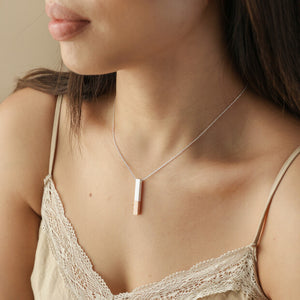 Rose Gold Dipped Bar Pendant Necklace in Silver