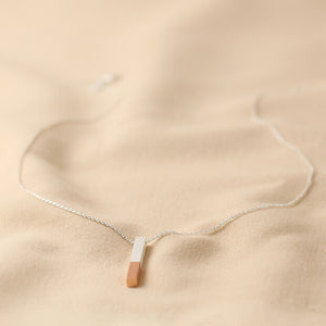 Rose Gold Dipped Bar Pendant Necklace in Silver