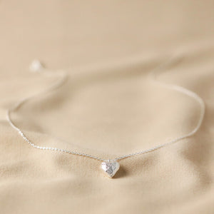 3D Molten Heart Pendant Necklace in Silver