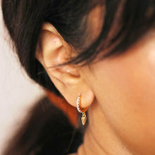 Load image into Gallery viewer, Crystal Spike Huggie Hoop Earrings in Gold
