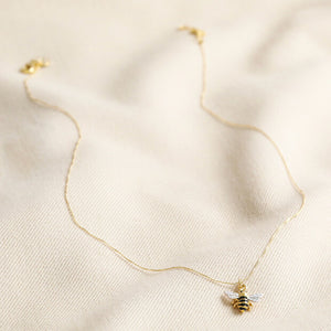 Enamel tiny bee necklace