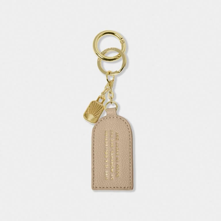 KEEPSAKE CHARM KEYRING  MOMENTS  Light Taupe  7.5cm x 4cm x 0.5cm