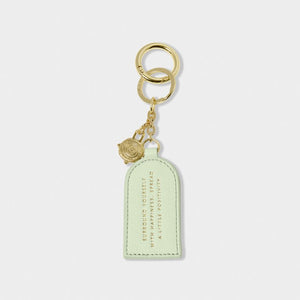 KEEPSAKE CHARM KEYRING  POSITIVITY  Light Sage  7.5cm x 4cm x 0.5cm