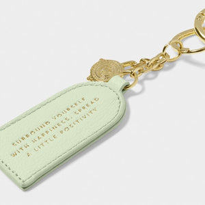 KEEPSAKE CHARM KEYRING  POSITIVITY  Light Sage  7.5cm x 4cm x 0.5cm