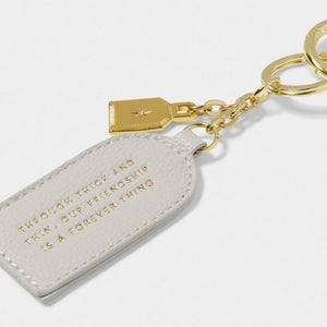 KEEPSAKE CHARM KEYRING  FRIENDSHIP  Pale Grey  7.5cm x 4cm x 0.5cm