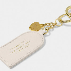 KEEPSAKE CHARM KEYRING  LOVE  Off White  7.5cm x 4cm x 0.5cm