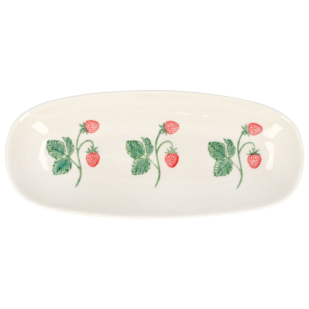 Stoneware Oval Plate 25cm - Strawberries