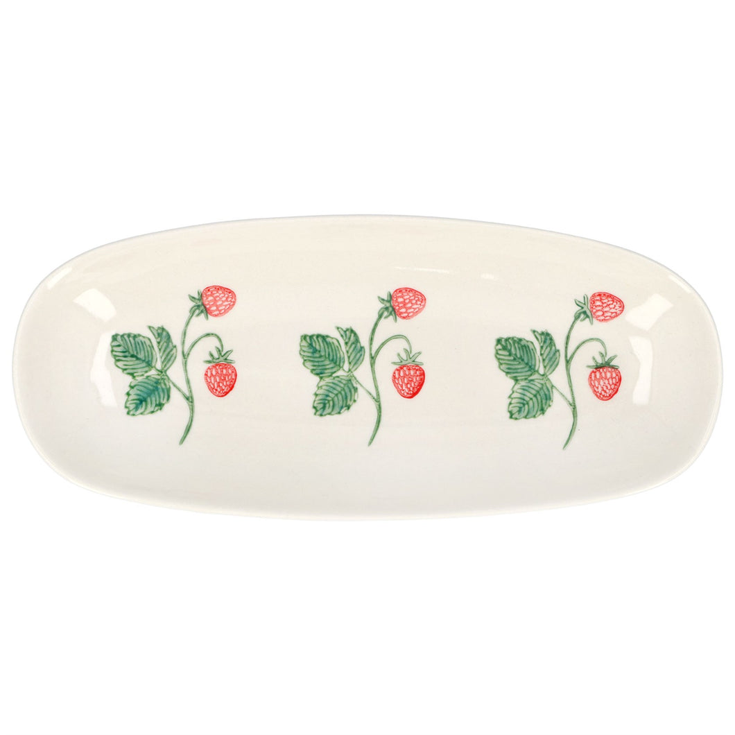 Stoneware Oval Plate 25cm - Strawberries