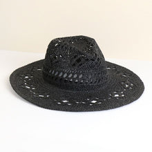 Load image into Gallery viewer, BLACK PAPER STRAW WOVEN SUMMER HAT

