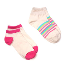 Load image into Gallery viewer, ECRU &amp; BRIGHT STRIPES 2 PAIR PACK TRAINER SOCKS
