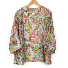 Load image into Gallery viewer, AQUA BLUE AND PINK SUMMER PAISLEY KIMONO
