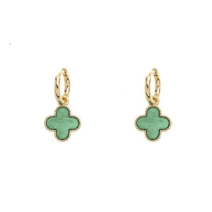E1064 Gold Plated Earrings Green