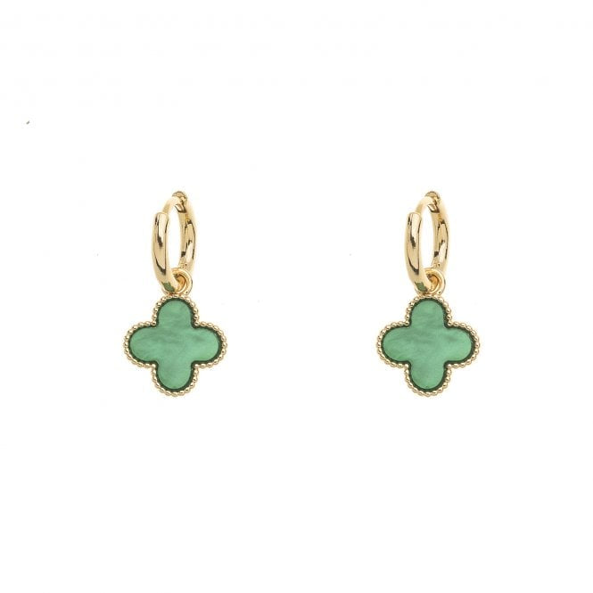 E1064 Gold Plated Earrings Green