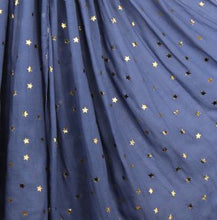 Load image into Gallery viewer, DENIM BLUE VISCOSE SCARF WITH GOLD STAR FOIL PRINT
