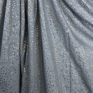 DOVE BLUE-GREY VISCOSE SCARF WITH GOLD SPECKLE FOIL PRINT