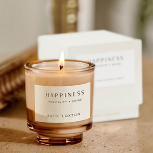 SENTIMENT CANDLE  HAPPINESS  Fresh Linen and White Lily  8.9cm x 8.6cm x 8.6cm