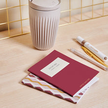 Load image into Gallery viewer, DUO NOTEBOOK  INSPIRE CREATE DREAM  Berry Red  15cm x 10.5cm x 1cm
