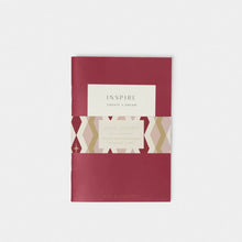 Load image into Gallery viewer, DUO NOTEBOOK  INSPIRE CREATE DREAM  Berry Red  15cm x 10.5cm x 1cm
