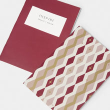 Load image into Gallery viewer, DUO NOTEBOOK  INSPIRE CREATE DREAM  Berry Red  15cm x 10.5cm x 1cm
