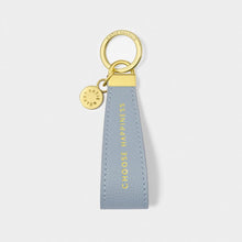 Load image into Gallery viewer, SENTIMENT LOOP KEYRING  CHOOSE HAPPINESS  Dusty Blue  9.5cm x 3.2cm x 0.5cm
