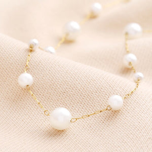 Stainless Steel Mixed Pearl Chain Bracelet in Gold