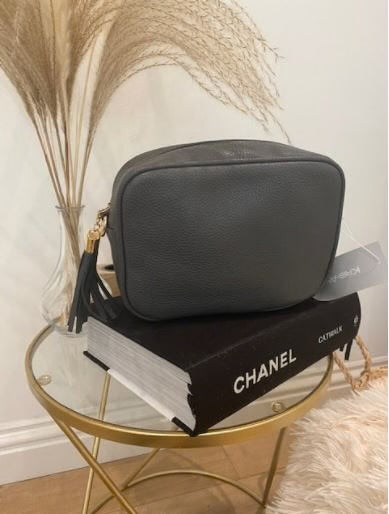 Cross Body Bag Single Zip Dark Grey